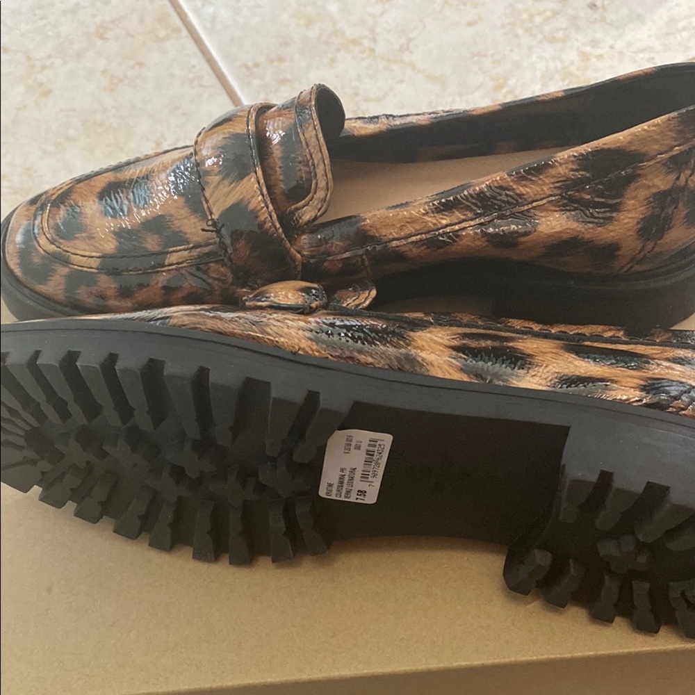 Leopard Print Loafers with Chunky Sole